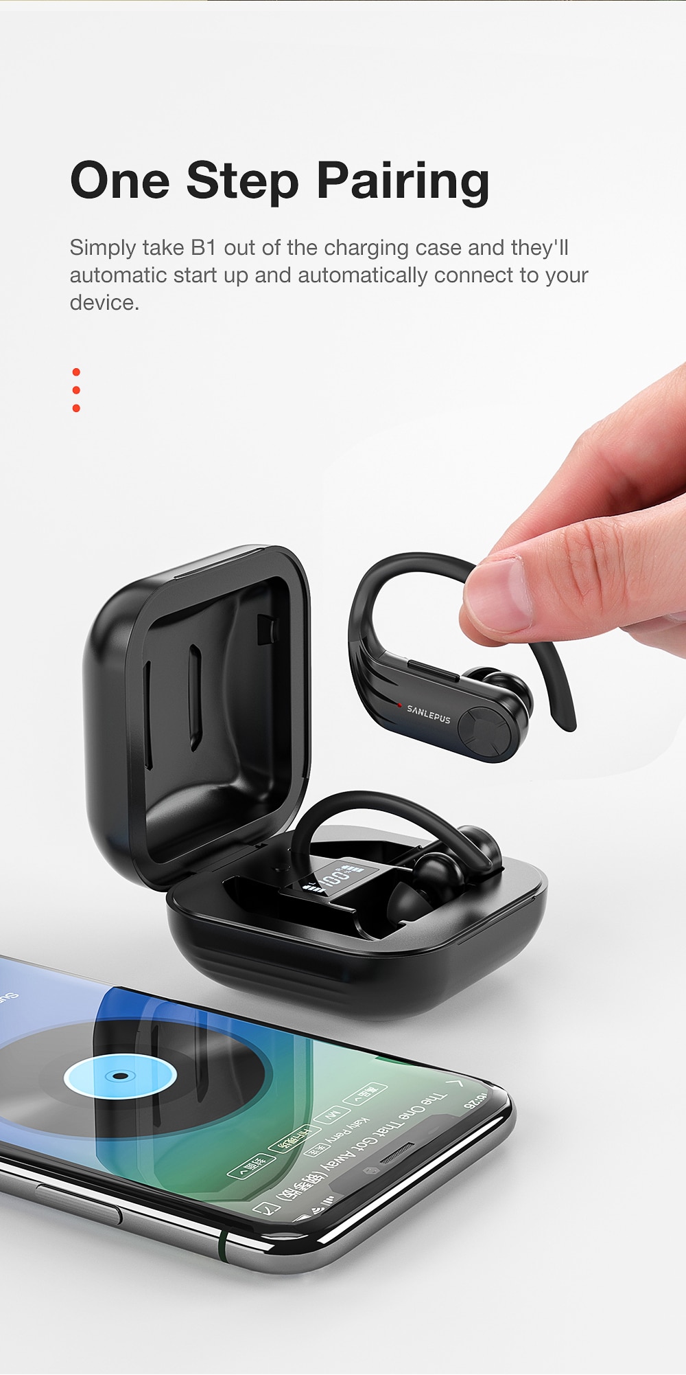 Bluetooth Earphones with LED Display