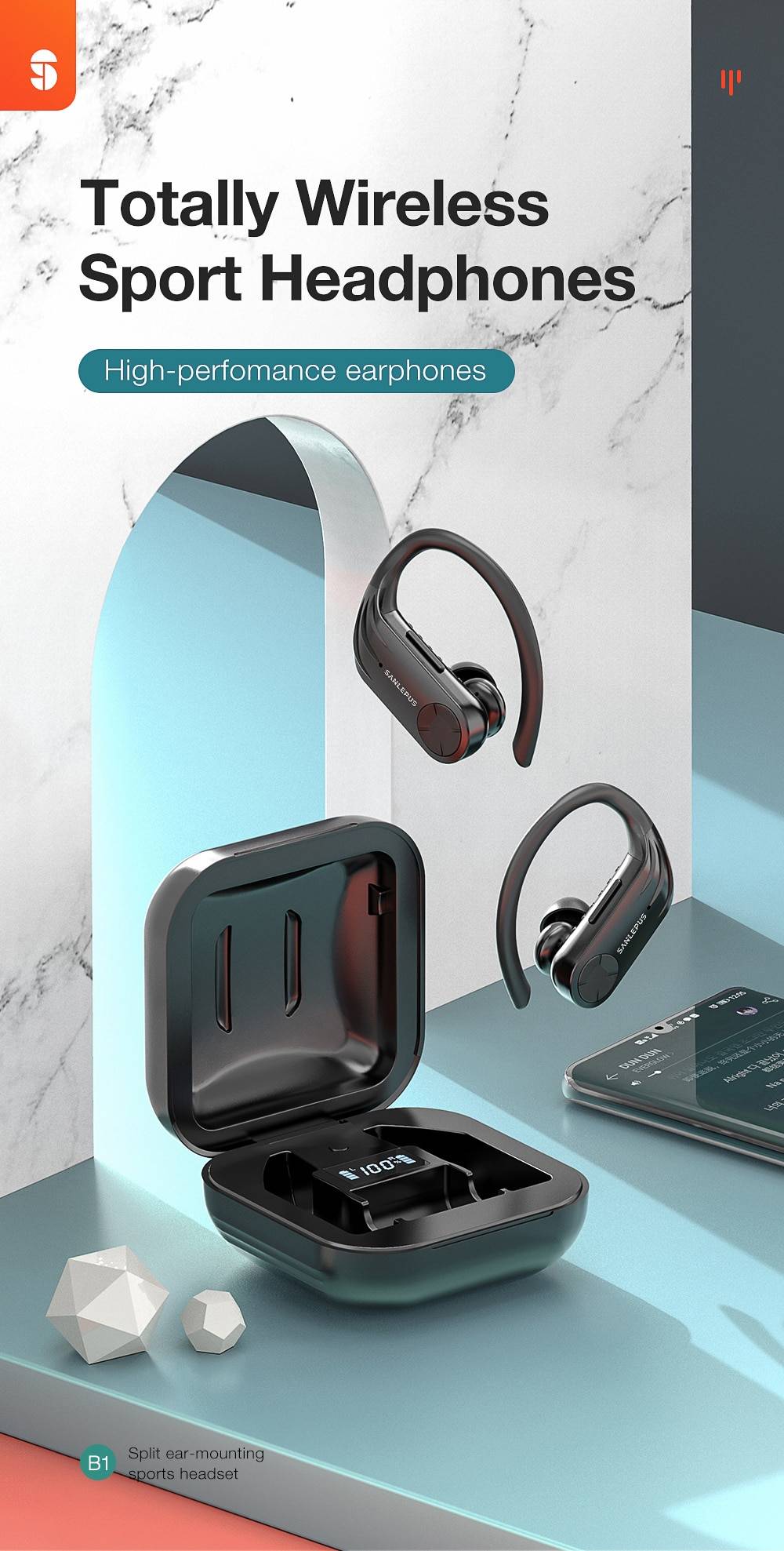 Bluetooth Earphones with LED Display